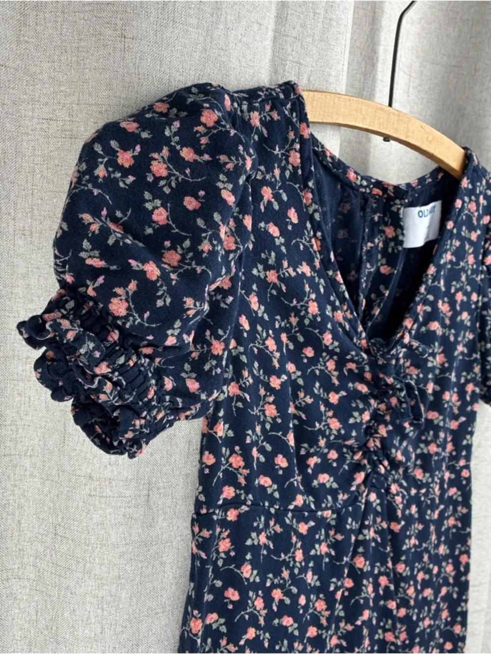 Old Navy Dress Girls Ditsy Floral Dark Blue Aline Cottagecore Prarie L 10-12